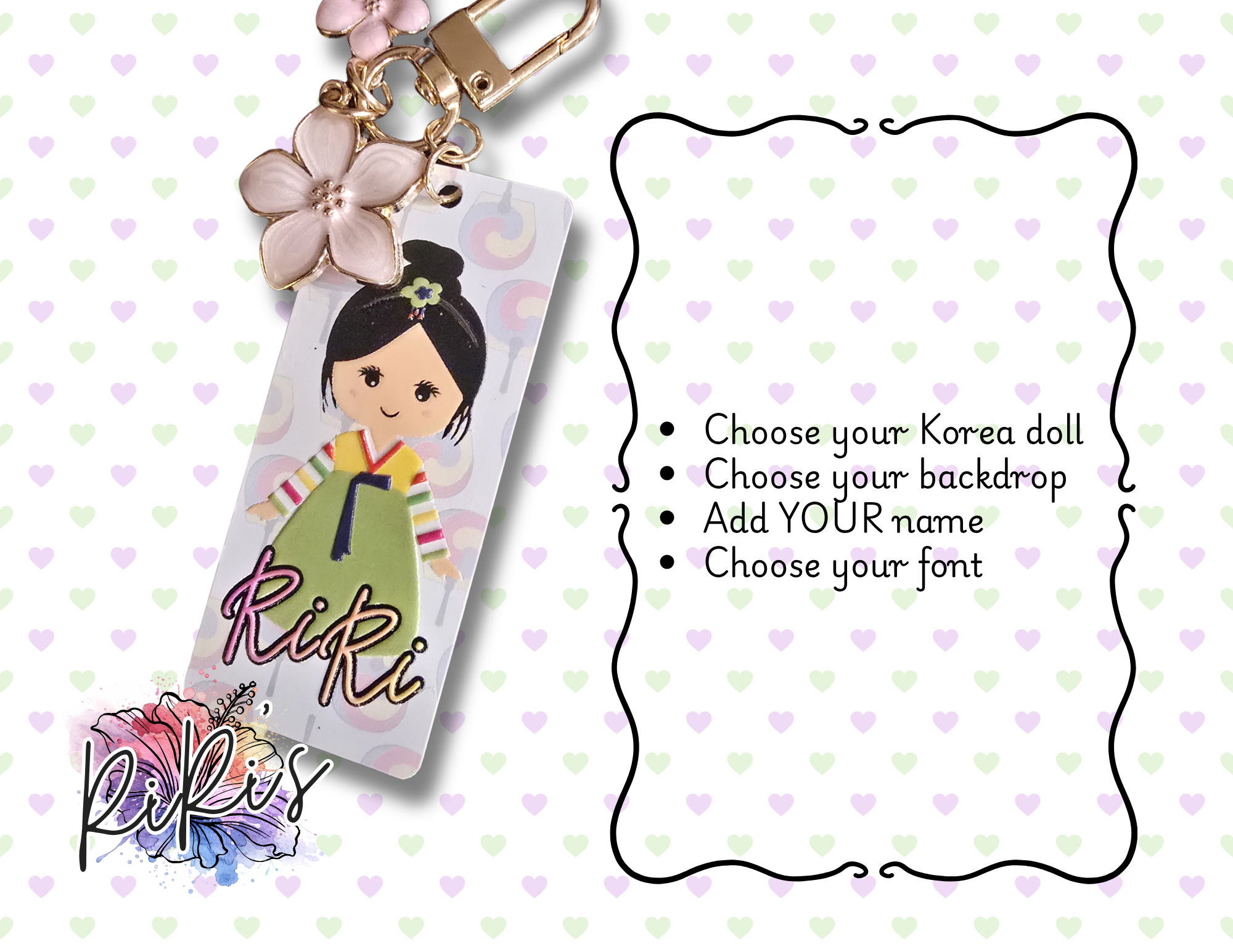 Personalized Korean Chibi Doll Acrylic Keychain | Cute Custom Name Key Ring K-Pop Gift