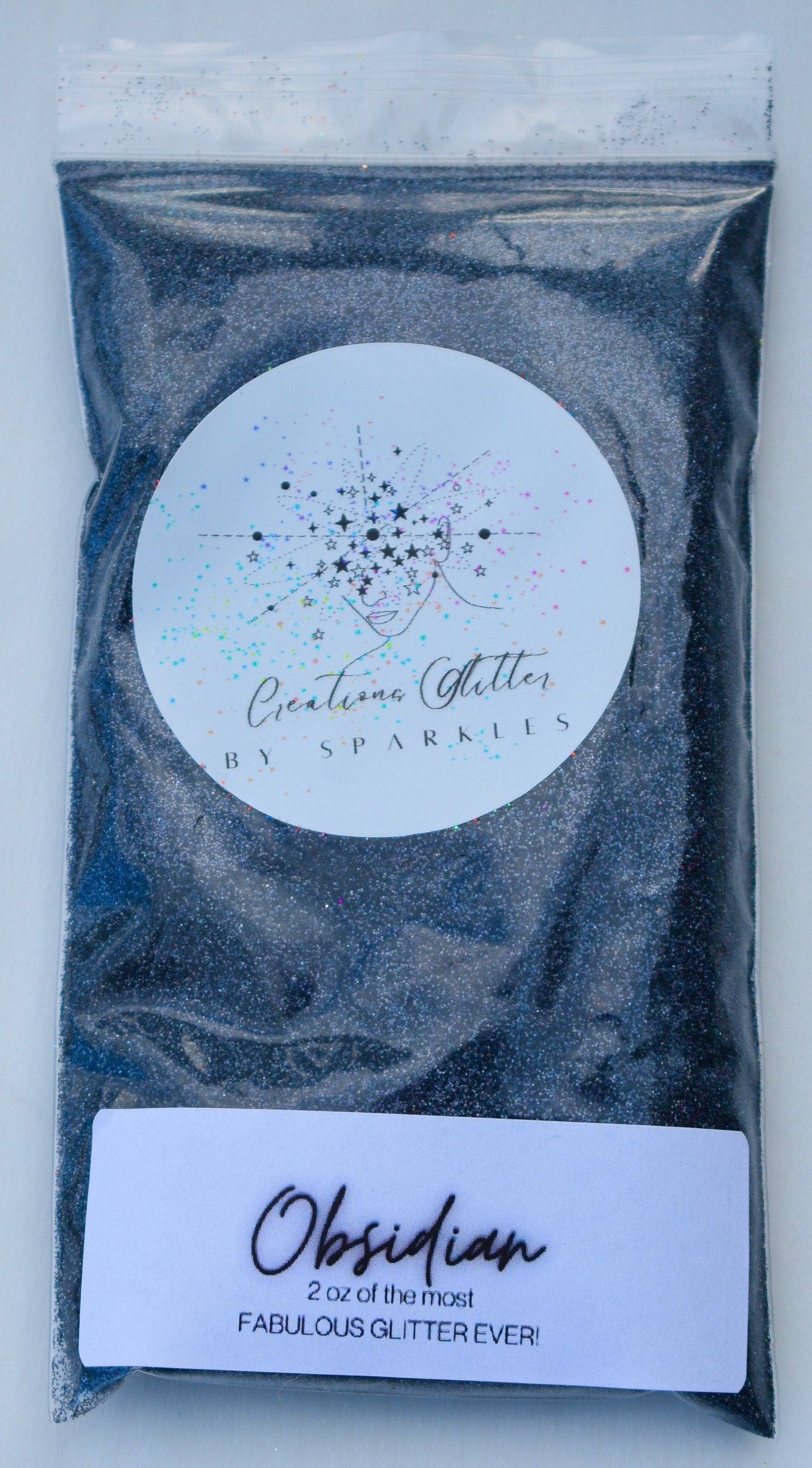 Obsidian - Black Holographic Fine Glitter by Creations Glitter