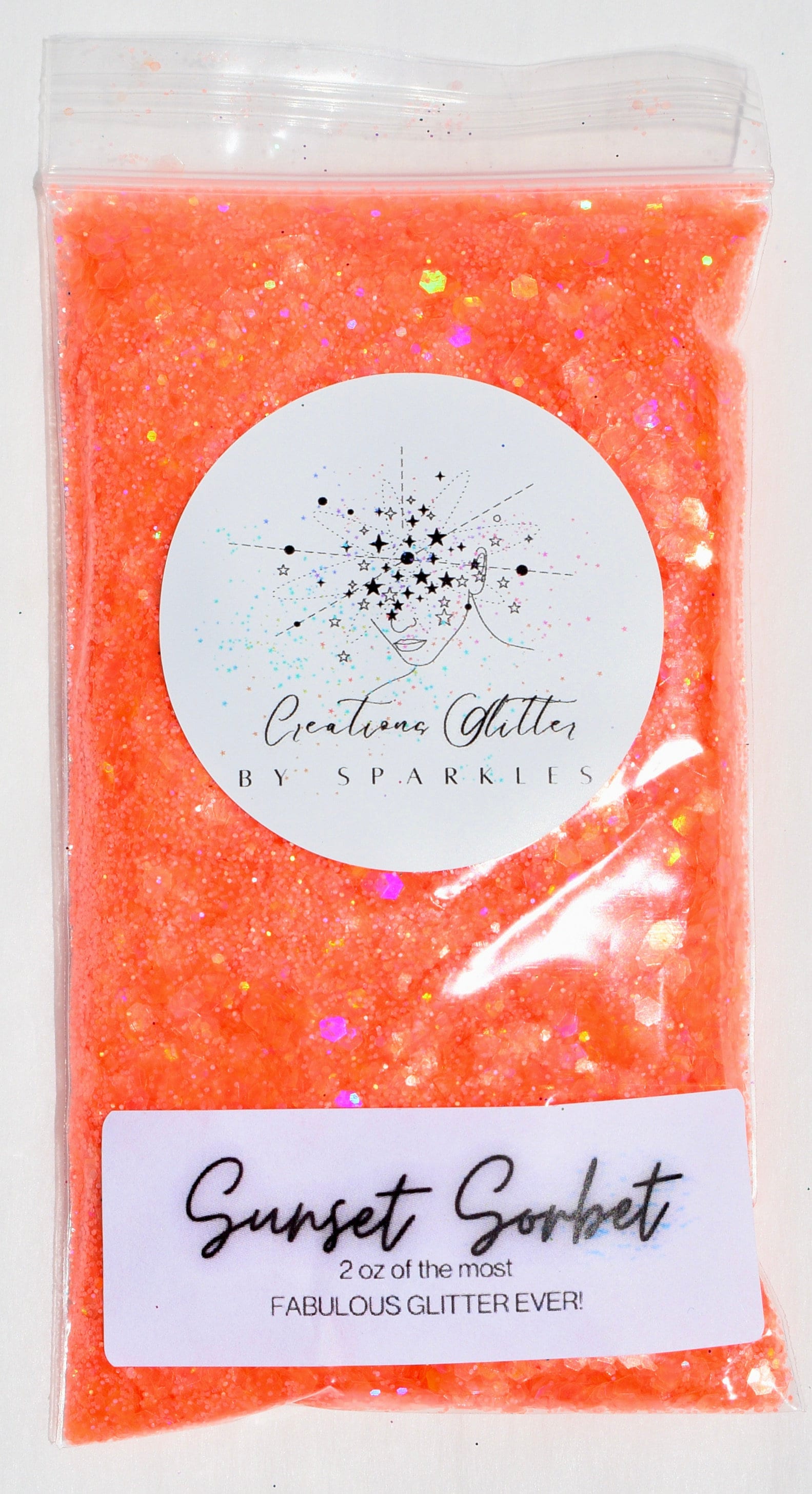 Sunset Sorbet - CHUNKY orange pink with holographic flecks by Creations Glitter