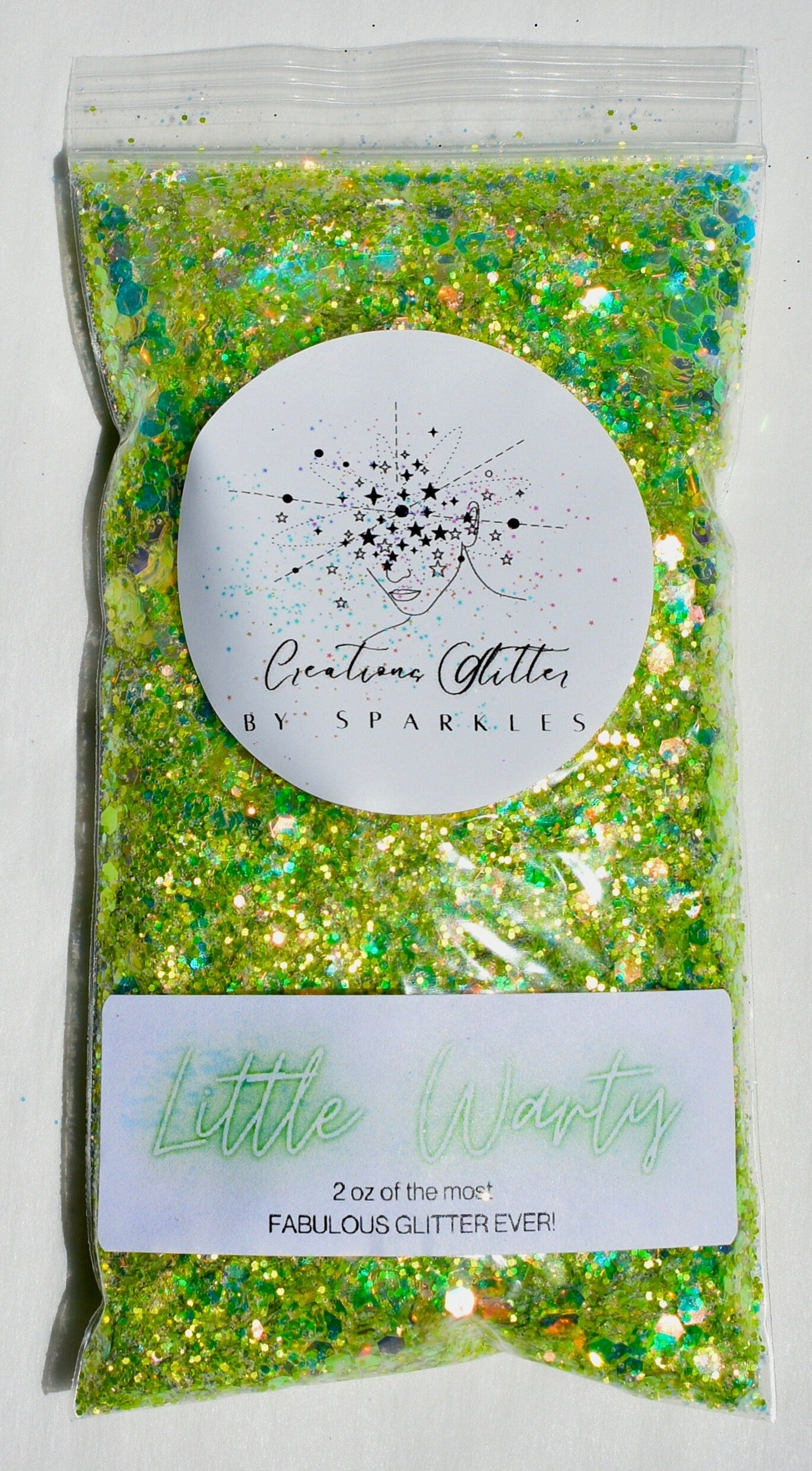 Little Warty - CHUNKY Green Holographic Metallic Mix by Creations Glitter