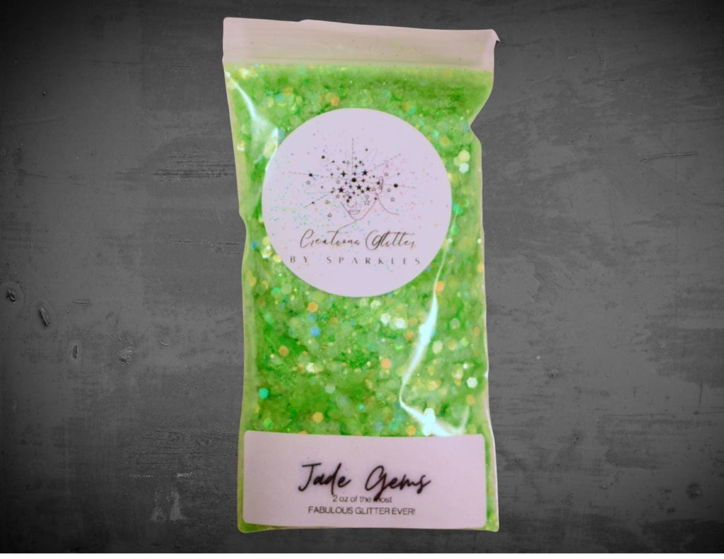 Jade Gems - Neon Bright Green Chunky Glitter by Creations Glitter