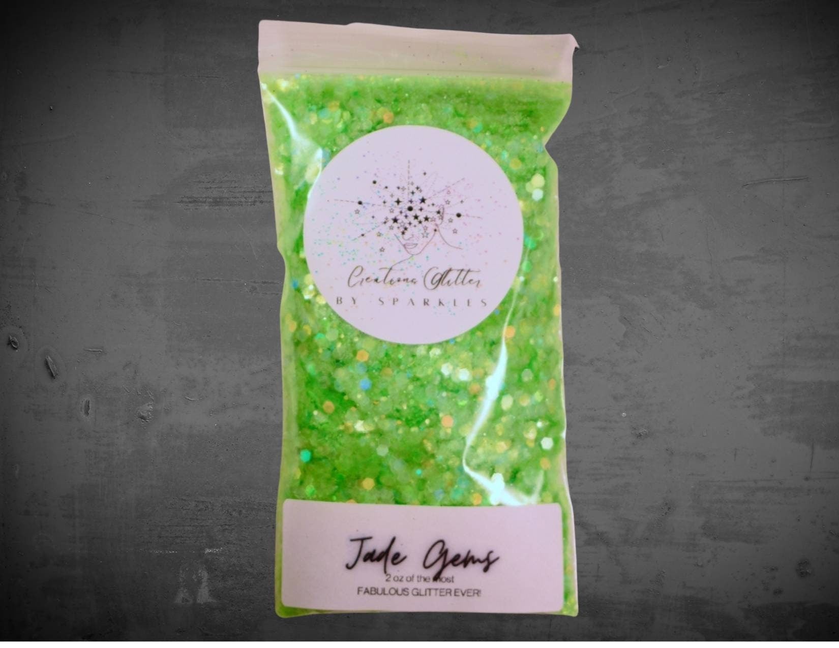 Jade Gems - Neon Bright Green Chunky Glitter by Creations Glitter
