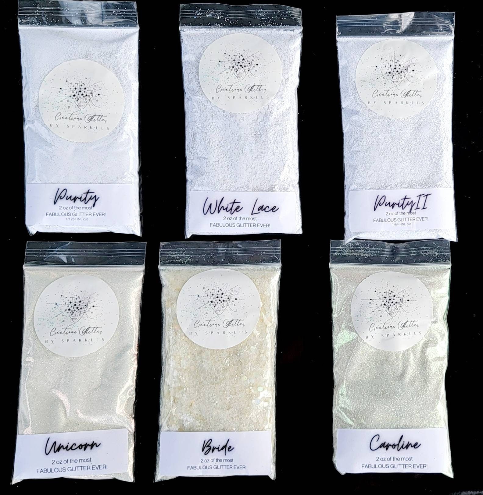 PURITY II - 1/64 medium- fine cut pure white glitter by Creations Glitter