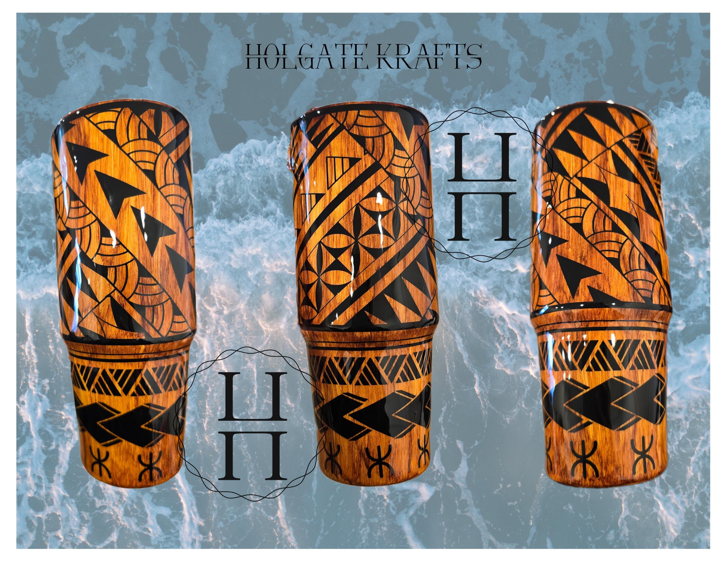 Personalized Polynesian Tribal Tongan 30 oz Tumbler | Handcrafted Insulated Cup with Straw