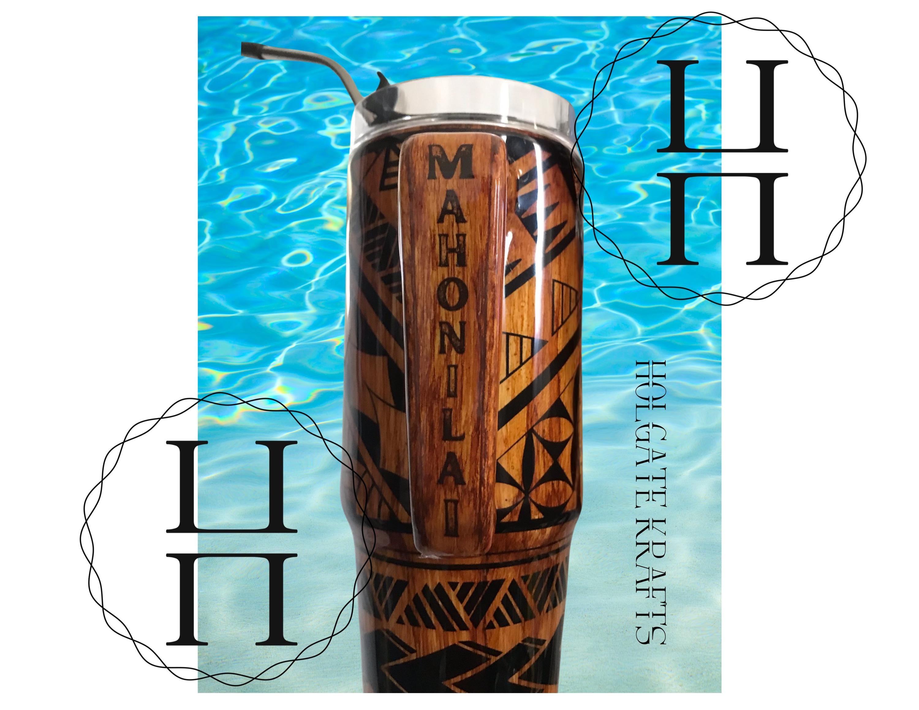 Personalized Polynesian Tribal Tongan 30 oz Tumbler | Handcrafted Insulated Cup with Straw